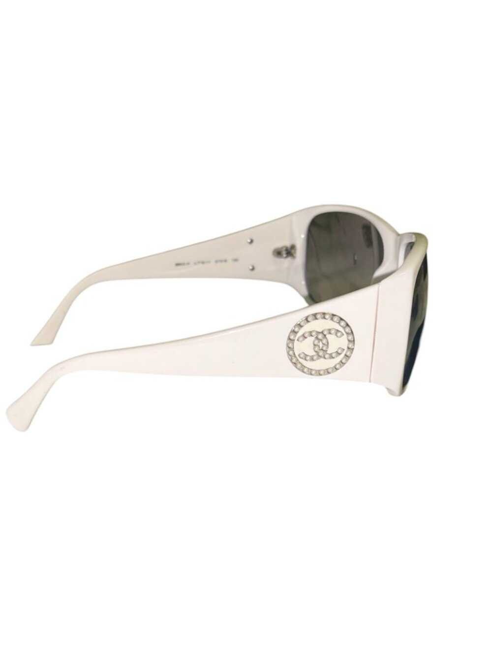 Chanel 5083-H White Sunglasses CC Logo Mother of Pearl Italy Vintage - Picture 8 of 9